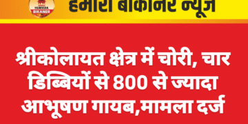 श्रीकोलायत क्षेत्र में चोरी, चार डिब्बियों से 800 से ज्यादा आभूषण गायब,मामला दर्ज
