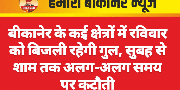 बीकानेर के कई क्षेत्रों में रविवार को बिजली रहेगी गुल, सुबह से शाम तक अलग-अलग समय पर कटौती