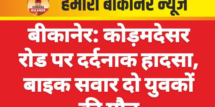 बीकानेर: कोड़मदेसर रोड पर दर्दनाक हादसा, बाइक सवार दो युवकों की मौत