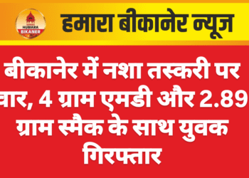 बीकानेर में नशा तस्करी पर वार, 4 ग्राम एमडी और 2.89 ग्राम स्मैक के साथ युवक गिरफ्तार