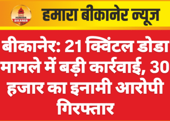 बीकानेर: 21 क्विंटल डोडा मामले में बड़ी कार्रवाई, 30 हजार का इनामी आरोपी गिरफ्तार