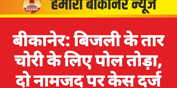 बीकानेर: बिजली के तार चोरी के लिए पोल तोड़ा, दो नामजद पर केस दर्ज