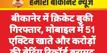 बीकानेर में क्रिकेट बुकी गिरफ्तार, मोबाइल में 51 एक्टिव खाते और करोड़ों की बेटिंग रिकॉर्ड बरामद