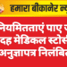 अनियमितताएं पाए जाने चौदह मेडिकल स्टोर्स के अनुज्ञापत्र निलंबित