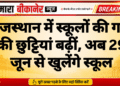 राजस्थान में स्कूलों की गर्मी की छुट्टियां बढ़ीं, अब 29 जून से खुलेंगे स्कूल