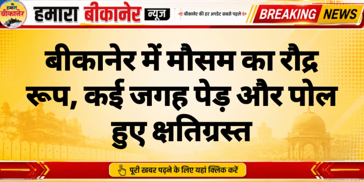 बीकानेर में मौसम का रौद्र रूप, कई जगह पेड़ और पोल हुए क्षतिग्रस्त