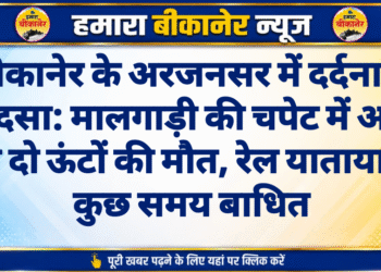 बीकानेर के अरजनसर में दर्दनाक हादसा: मालगाड़ी की चपेट में आने से दो ऊंटों की मौत, रेल यातायात कुछ समय बाधित