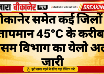 बीकानेर समेत कई जिलों में तापमान 45°C के करीब, मौसम विभाग का येलो अलर्ट जारी
