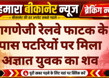 नागणेजी रेलवे फाटक के पास पटरियों पर मिला अज्ञात युवक का शव