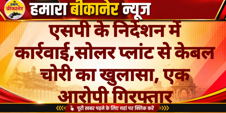 एसपी के निर्देशन में कार्रवाई,सोलर प्लांट से केबल चोरी का खुलासा, एक आरोपी गिरफ्तार